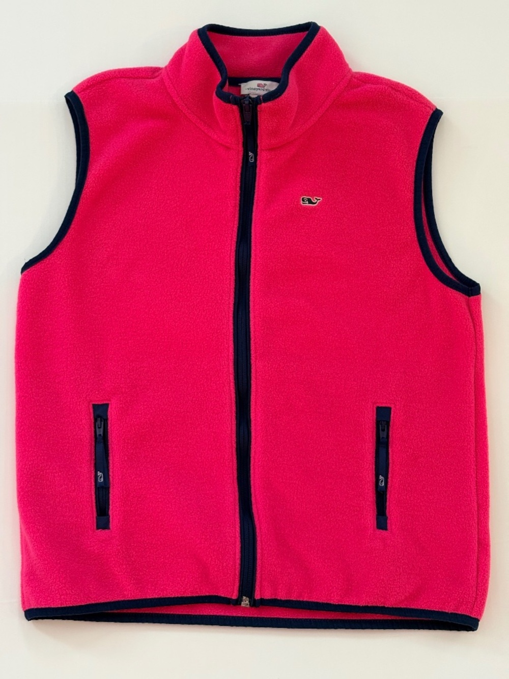 Vineyard Vines Girls Harbor Fleece Vest Sz L (14) Hot Pink Full Zip